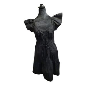 NWT Elegant Black Tiered Ruffle Dress Size XS 0-2
